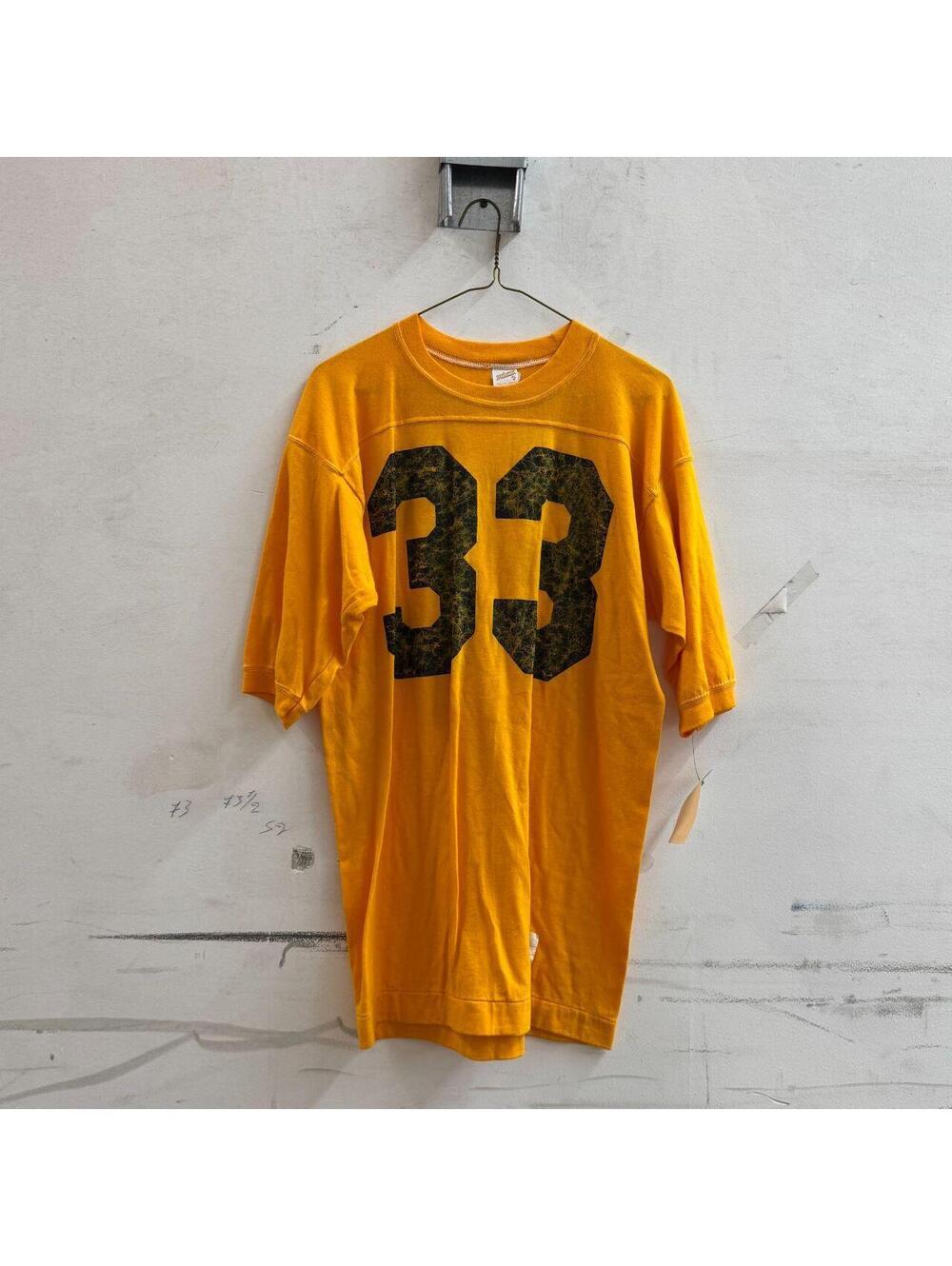 Vintage 1970s Gold Crackle Number "33" Football Practice Jersey